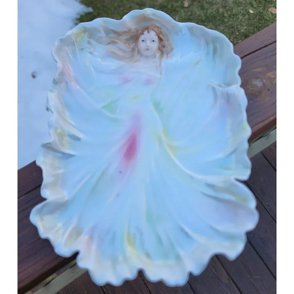 Royal Bayreuth Art Nouveau Lady Figural Woman Dresser Tray Bavaria Blue Mark 10